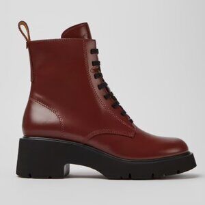 Camper Milah Burgundy Lace-Up Boots